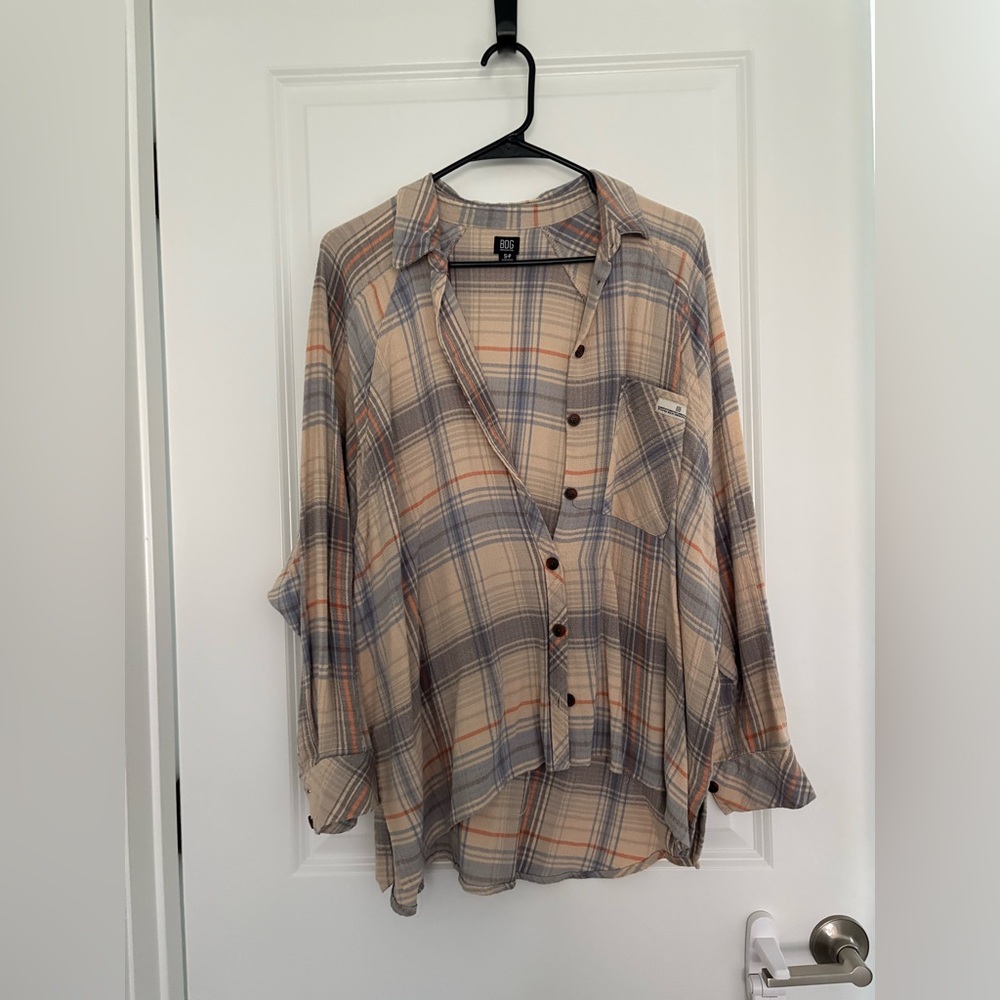 Target Beige and Blue Plaid Flannel